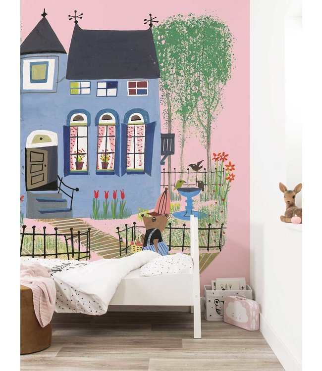 Fiep Westendorp Wall Mural Bear with Blue House