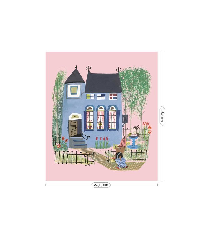 Fiep Westendorp Wall Mural Bear with Blue House