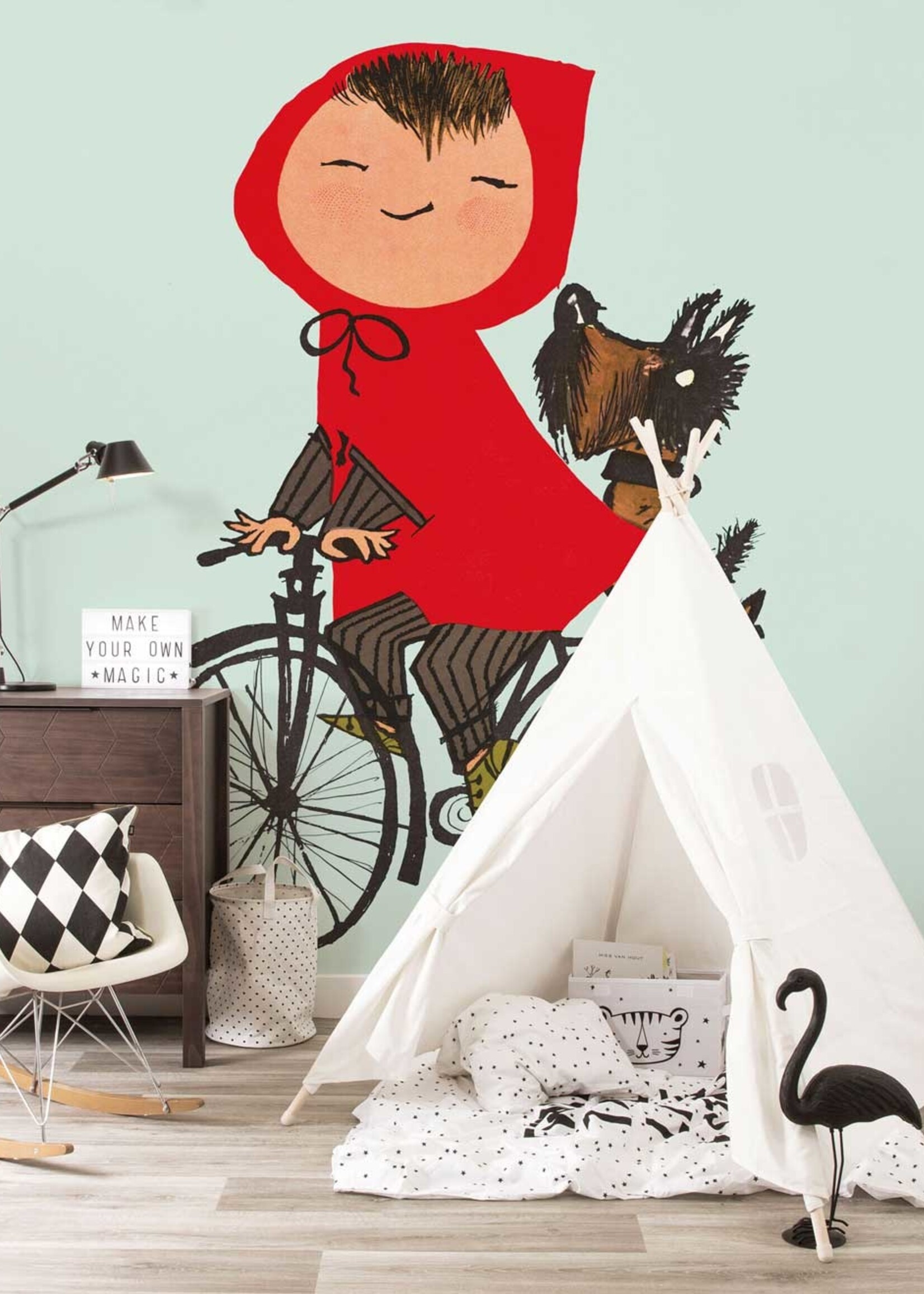 Fiep Westendorp Wall Mural Riding my Bike, Green