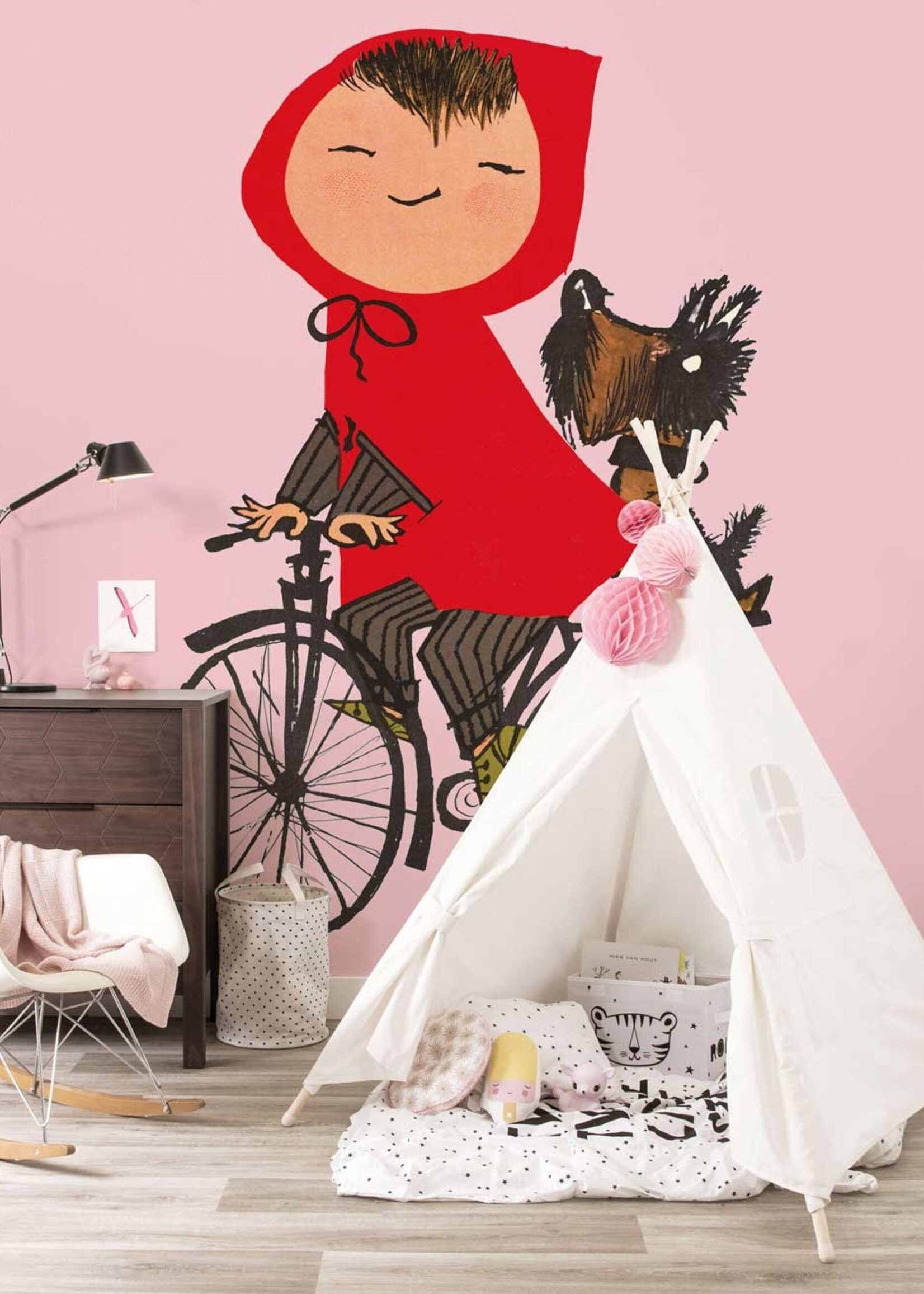 Fiep Westendorp Fotobehang Riding my Bike, Roze