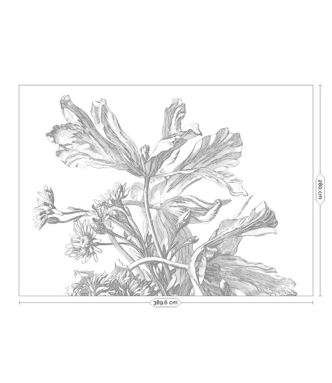 Fototapete Engraved Flowers