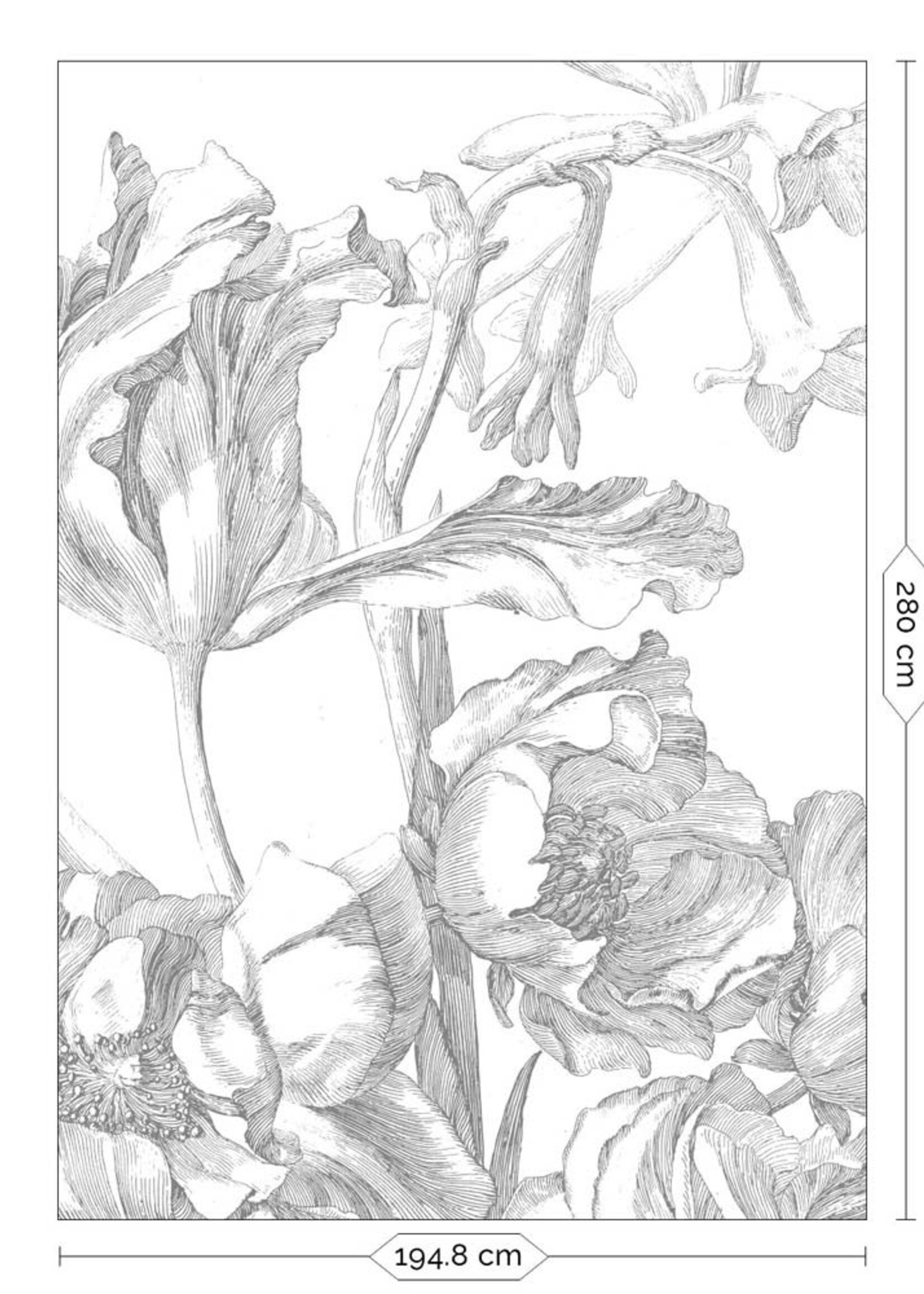 Wall Mural Engraved Flowers