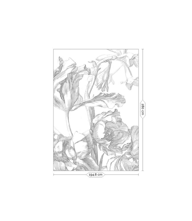 Bloemen behang Engraved Flowers