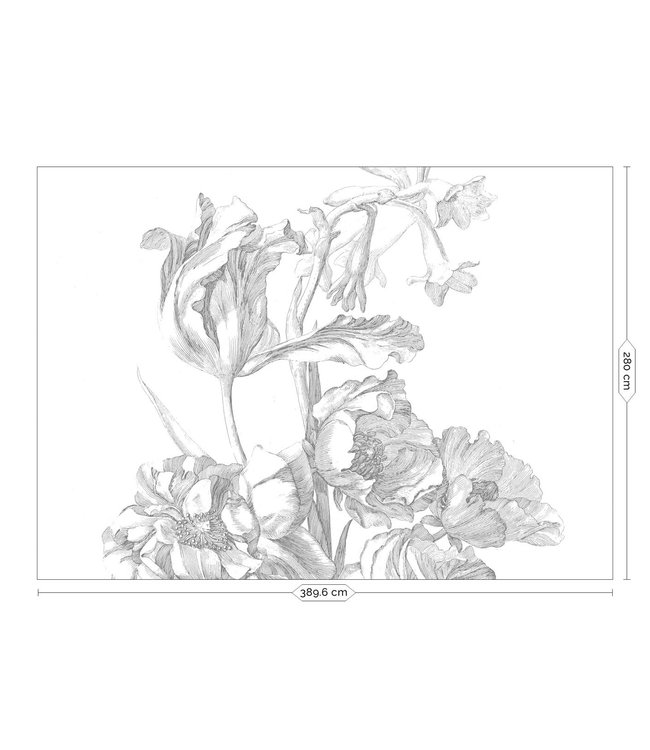 Bloemen behang Engraved Flowers