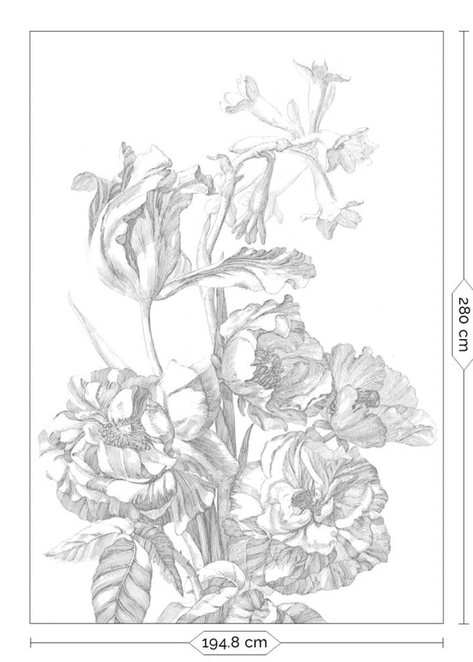 Bloemen behang Engraved Flowers
