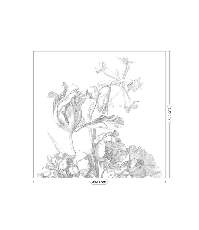 Bloemen behang Engraved Flowers