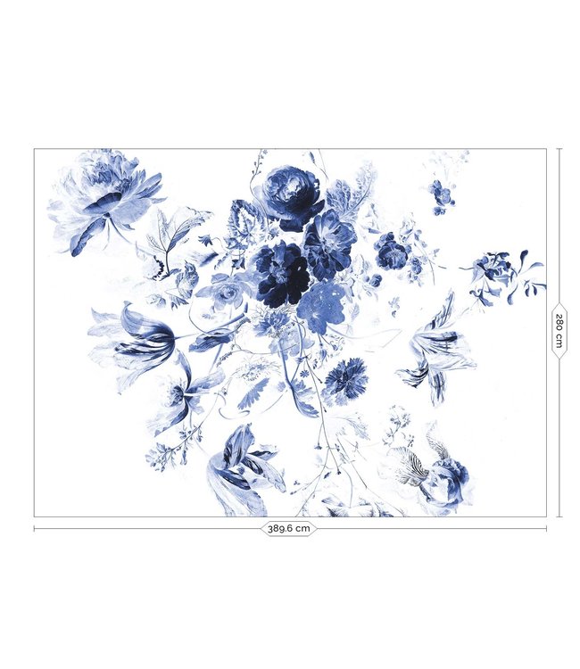 Bloemen behang Royal Blue Flowers, blauw