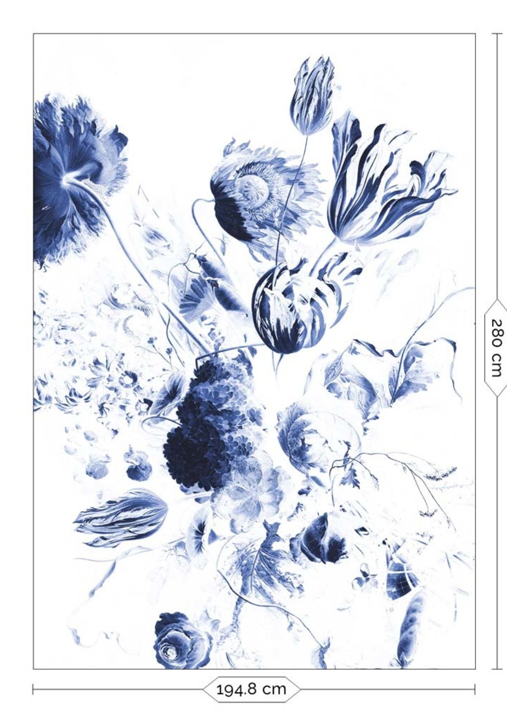 Bloemen behang Royal Blue Flowers, blauw