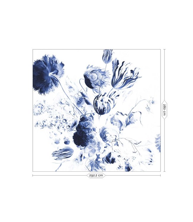 Behang blauwe bloemen Royal Blue Flowers