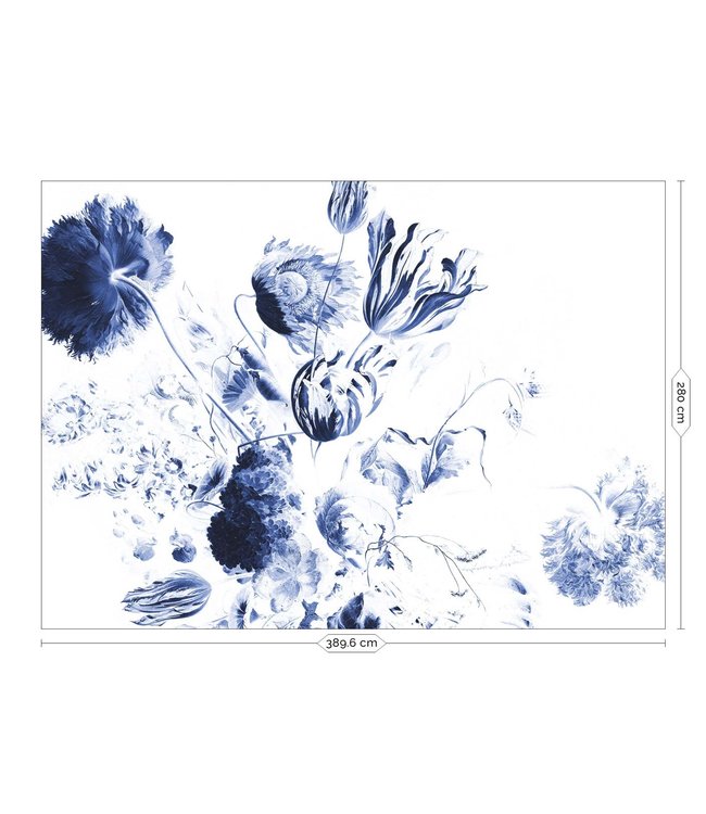 Behang blauwe bloemen Royal Blue Flowers