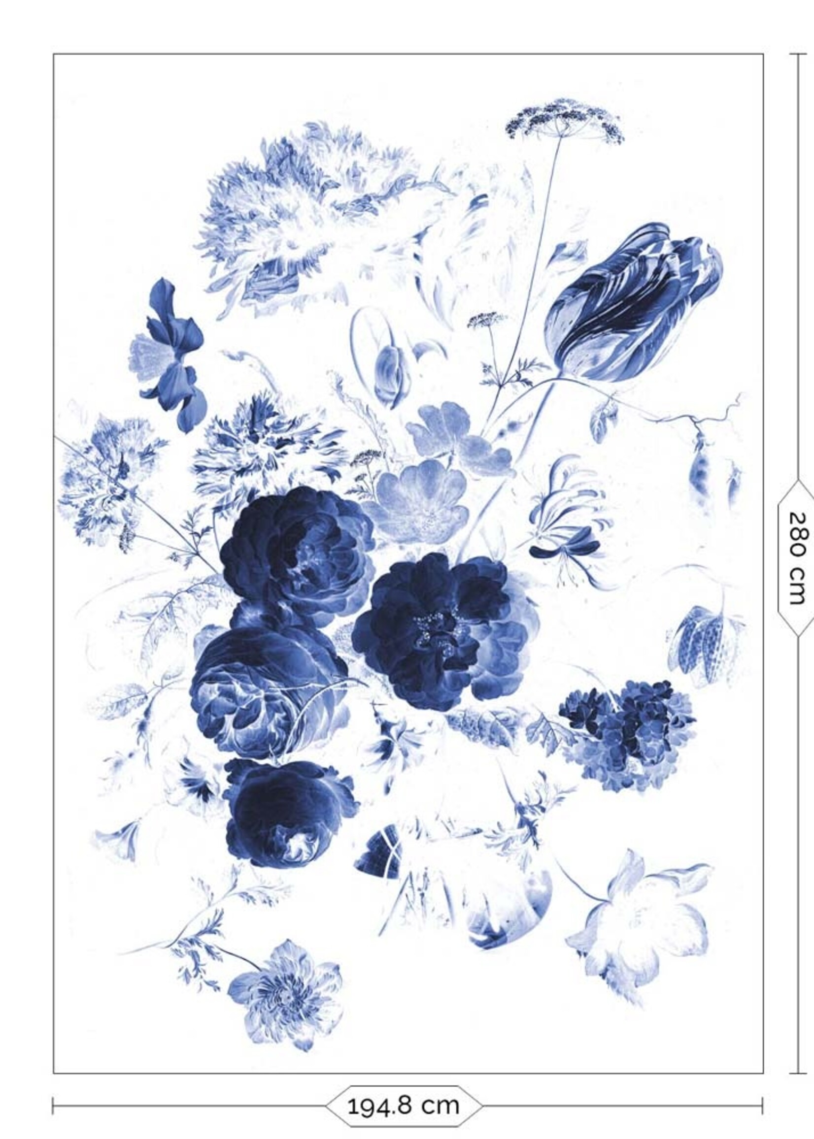 Bloemen behang Royal Blue Flowers, blauw
