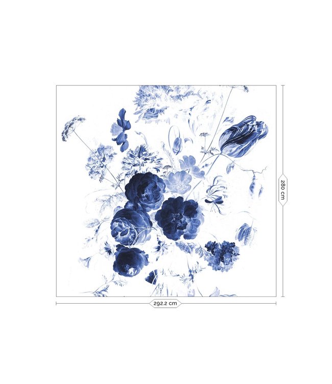 Bloemen behang Royal Blue Flowers, blauw