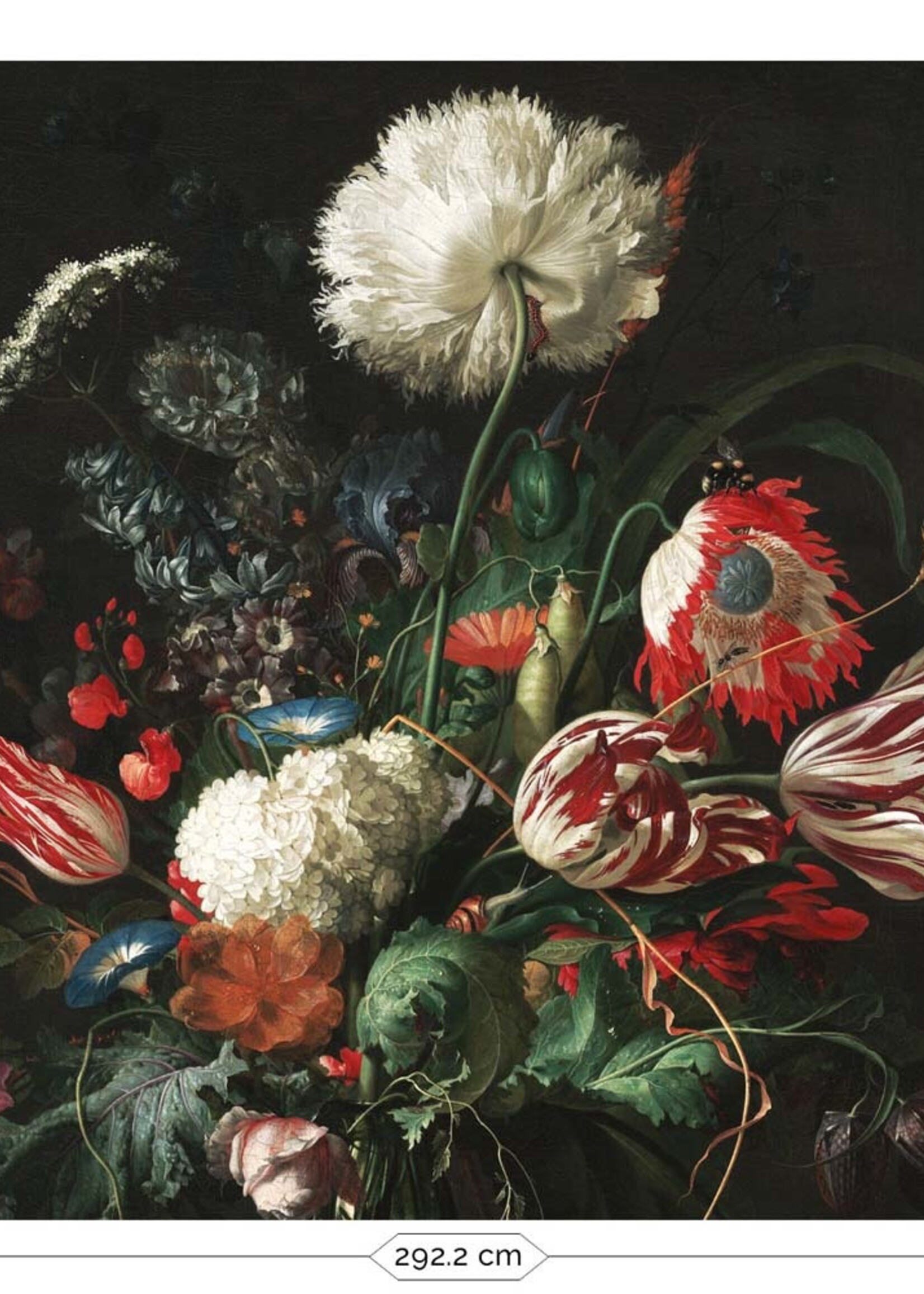 Zwart behang met bloemen uit het Rijksmuseum Golden Age Flowers