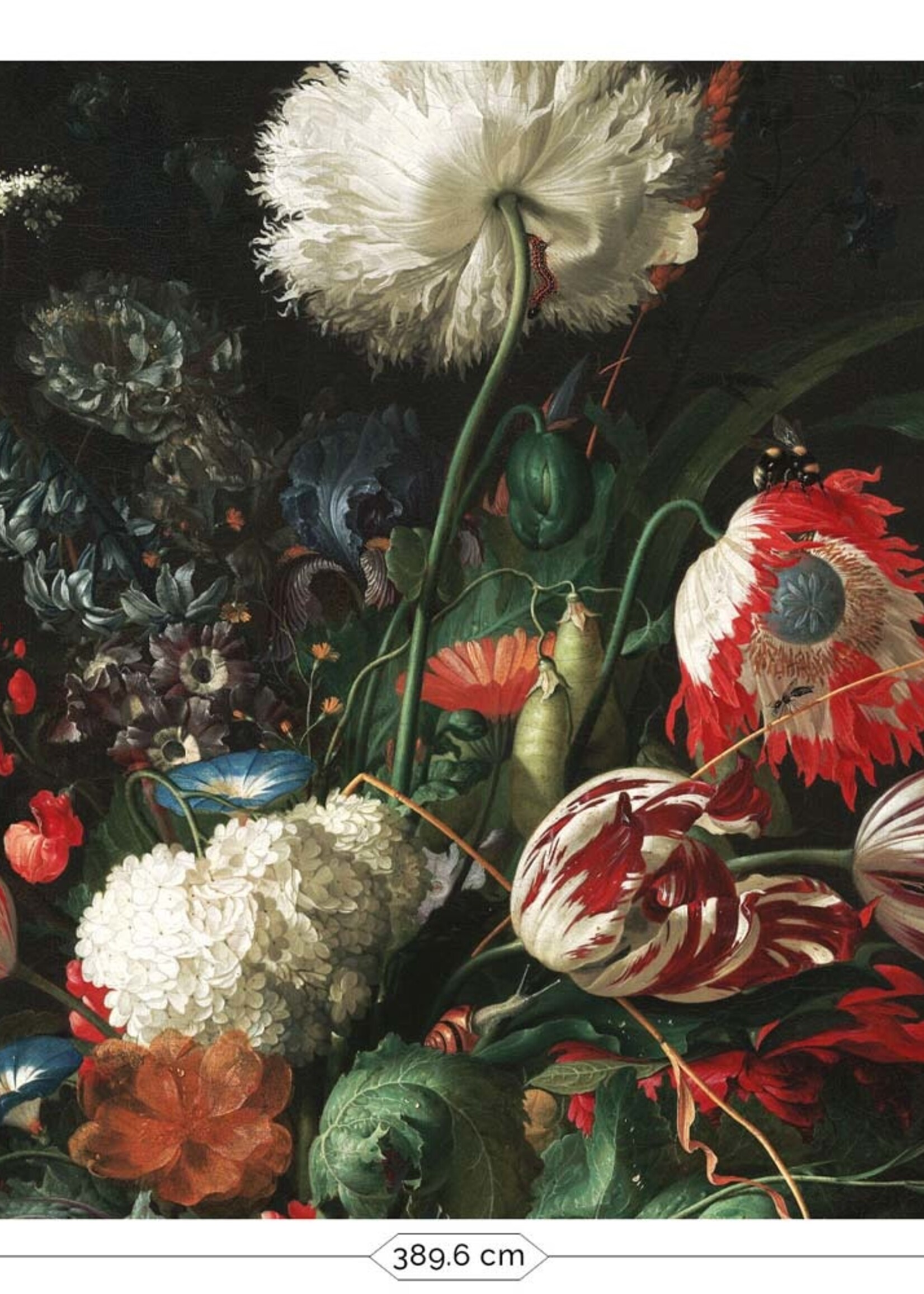 Zwart behang met bloemen uit het Rijksmuseum Golden Age Flowers