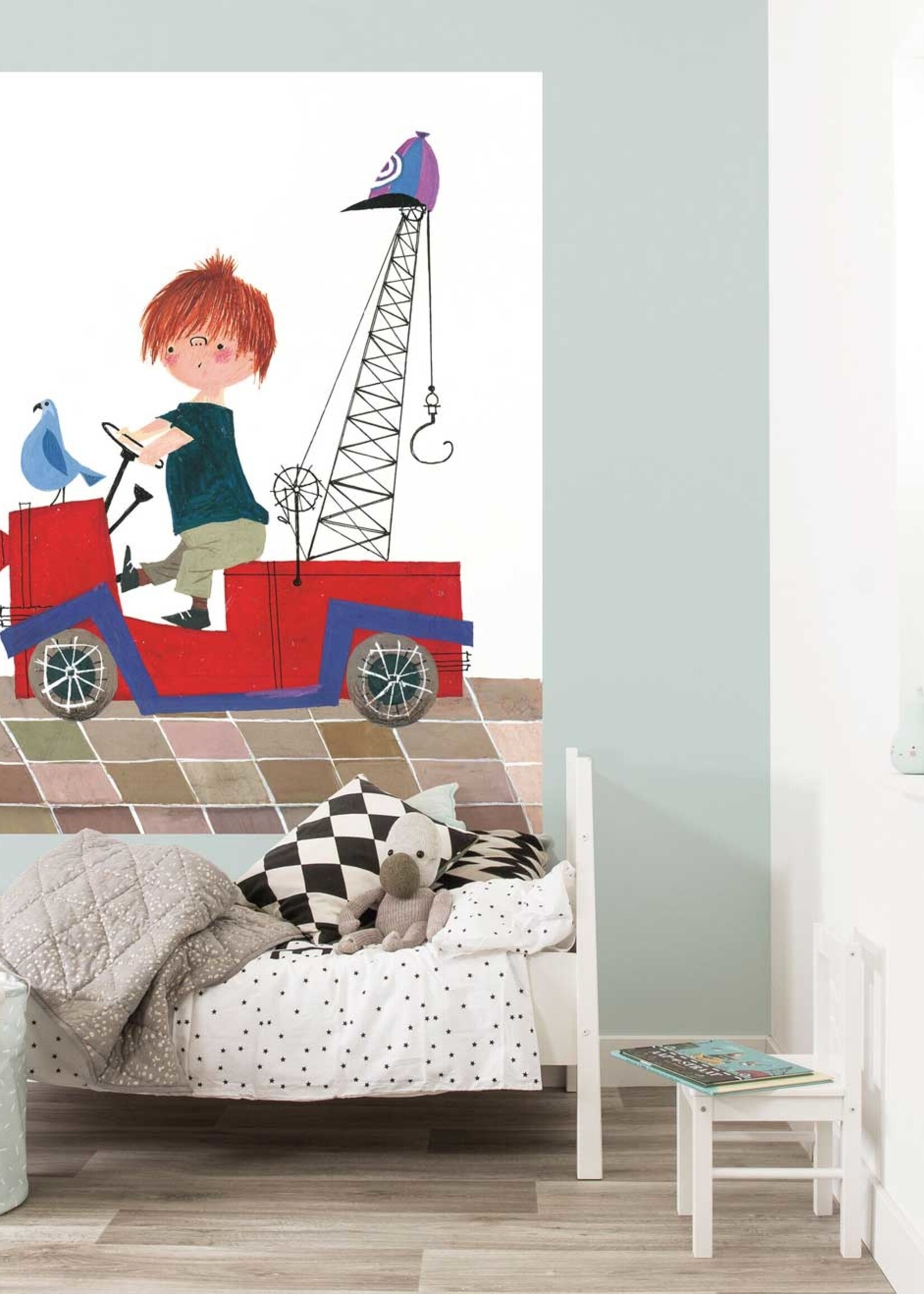 Wallpaper Panel Red Tow Truck, 142.5 x 180 cm