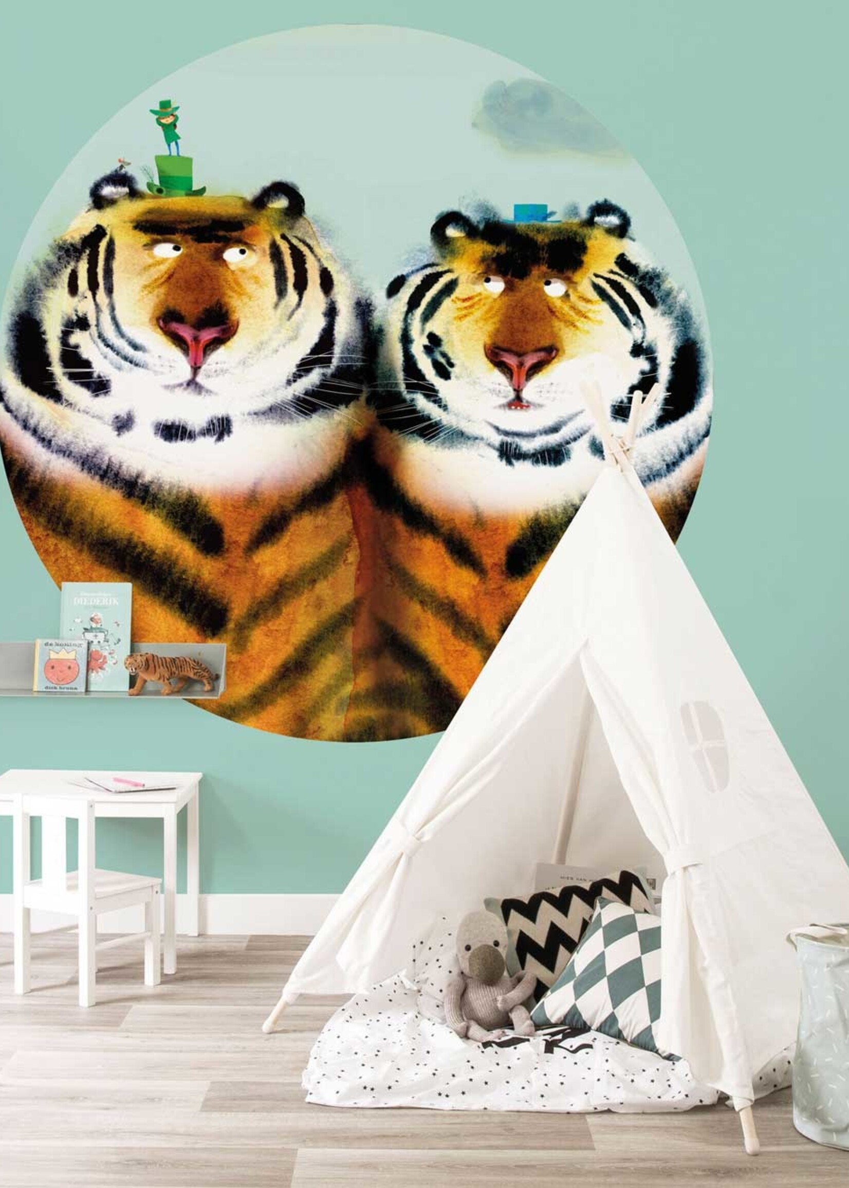 Behangcirkel Two Tigers