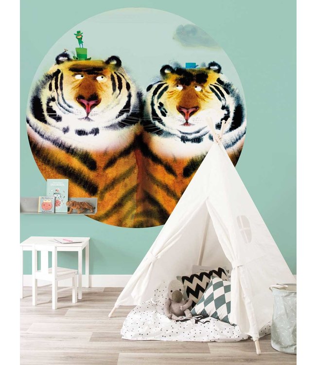 Behangcirkel Two Tigers