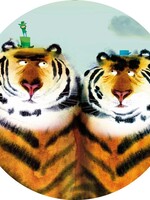 Tapetenpaneel rund Two Tigers