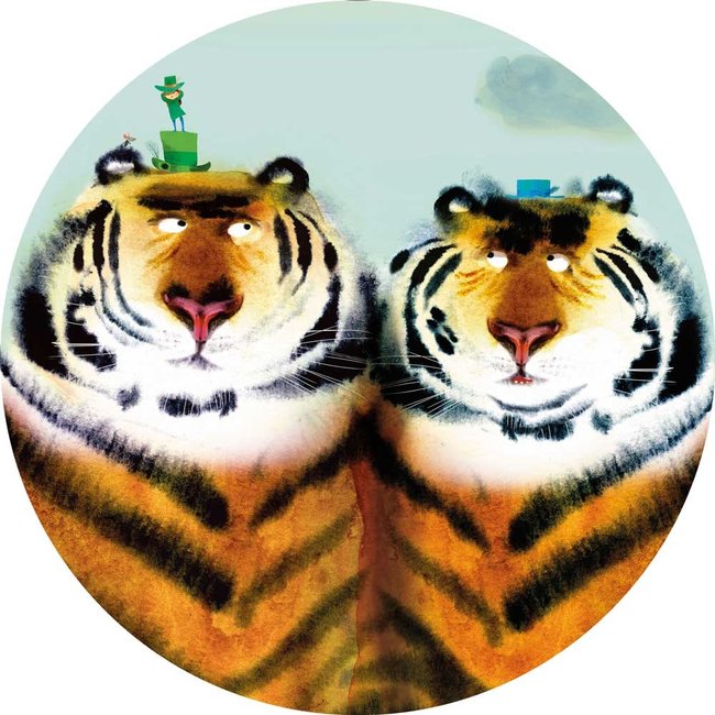 Wallpaper Circle Two Tigers