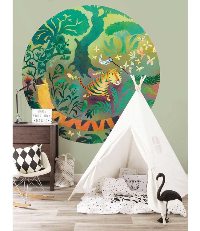Wallpaper Circle Hunting Tiger