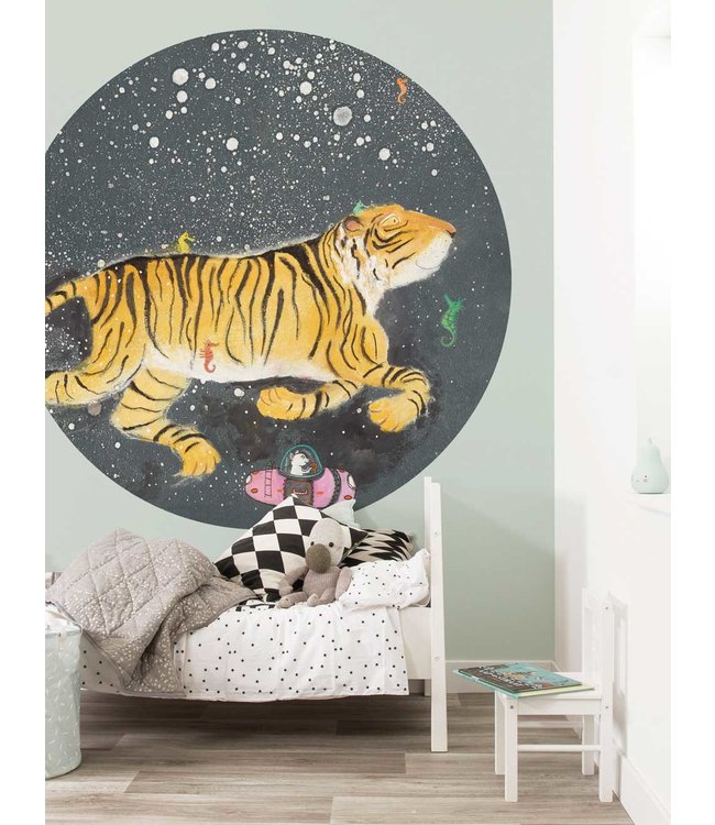 Tapetenpaneel rund Smiling Tiger