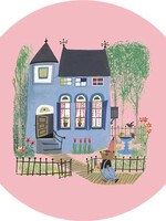 Behangcirkel Bear with Blue House