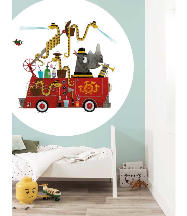 Tapetenpaneel rund Firetruck