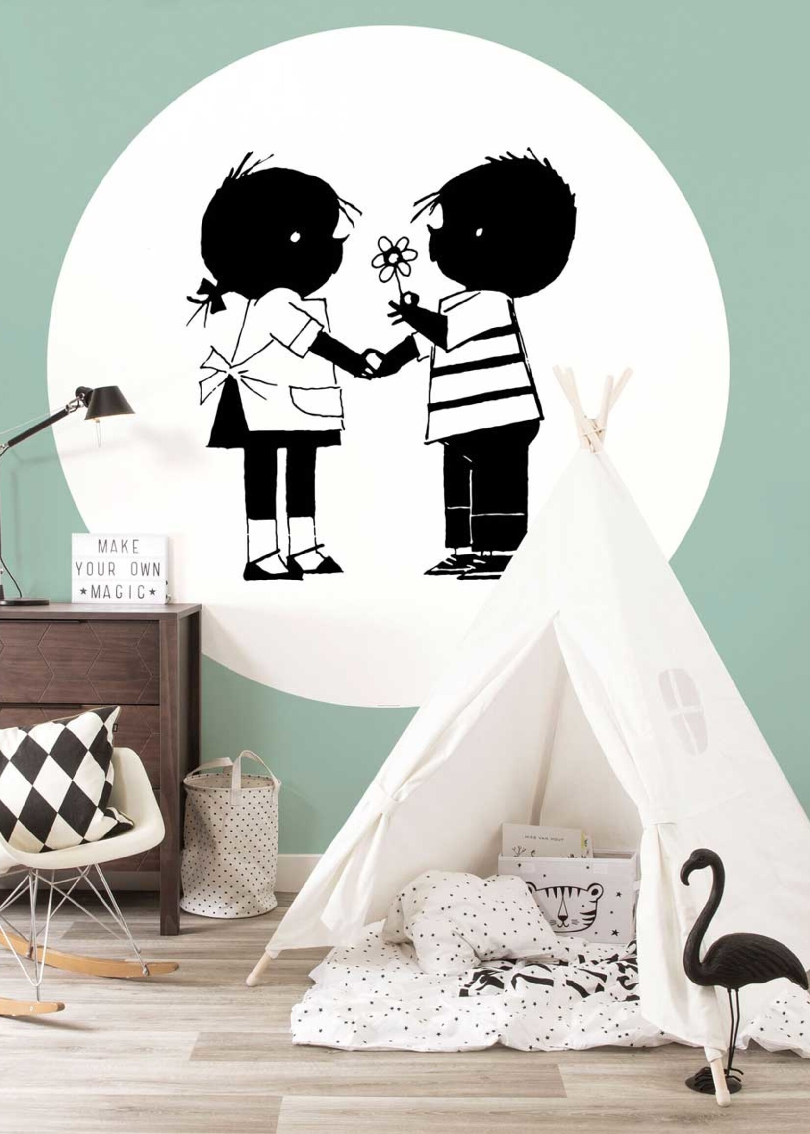 Wallpaper Circle Jip & Janneke, Flower