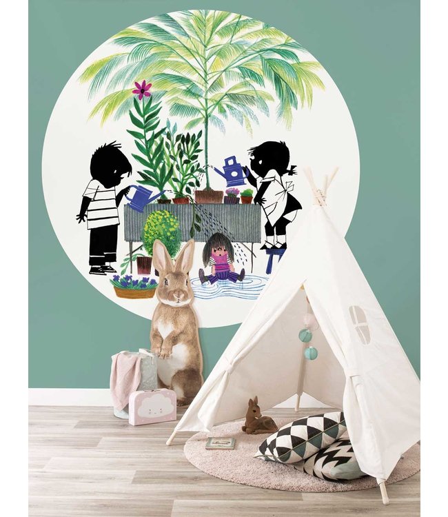 Tapetenpaneel rund Jip & Janneke, Gardening