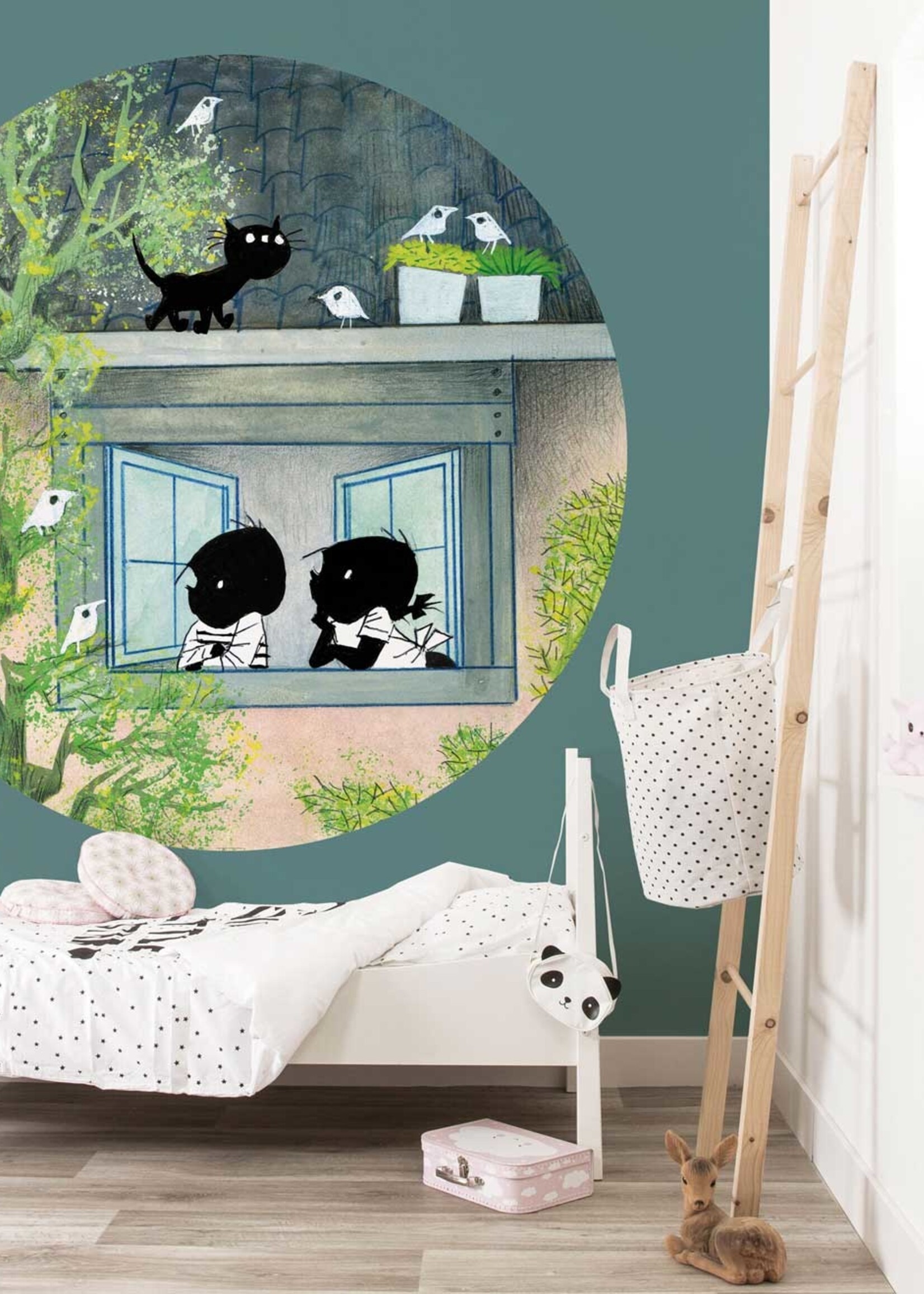 Tapetenpaneel rund Jip & Janneke, Birds