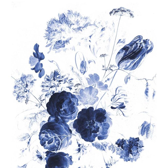 Behangpaneel XL Royal Blue Flowers, 190 x 220 cm