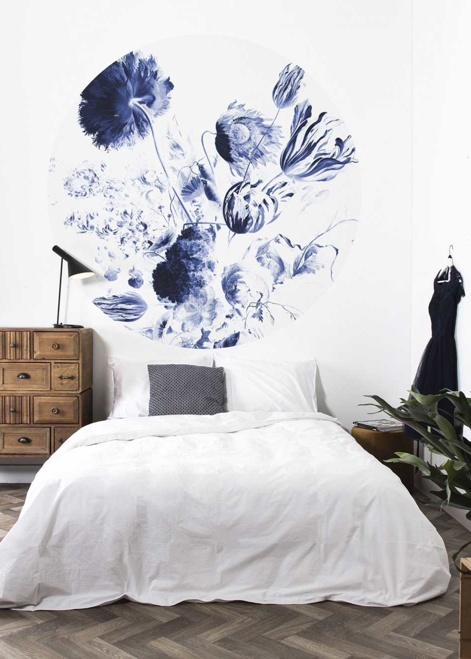 Behangcirkel Royal Blue Flowers