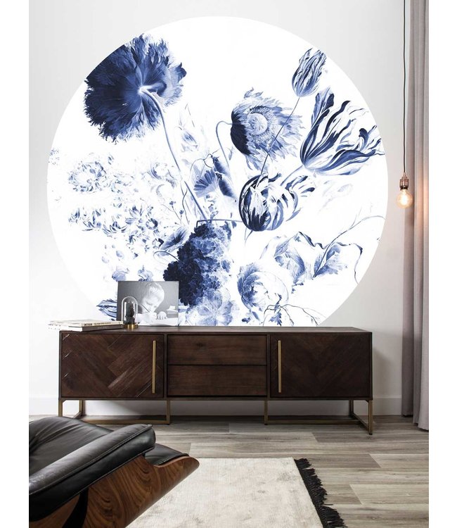 Behangcirkel Royal Blue Flowers