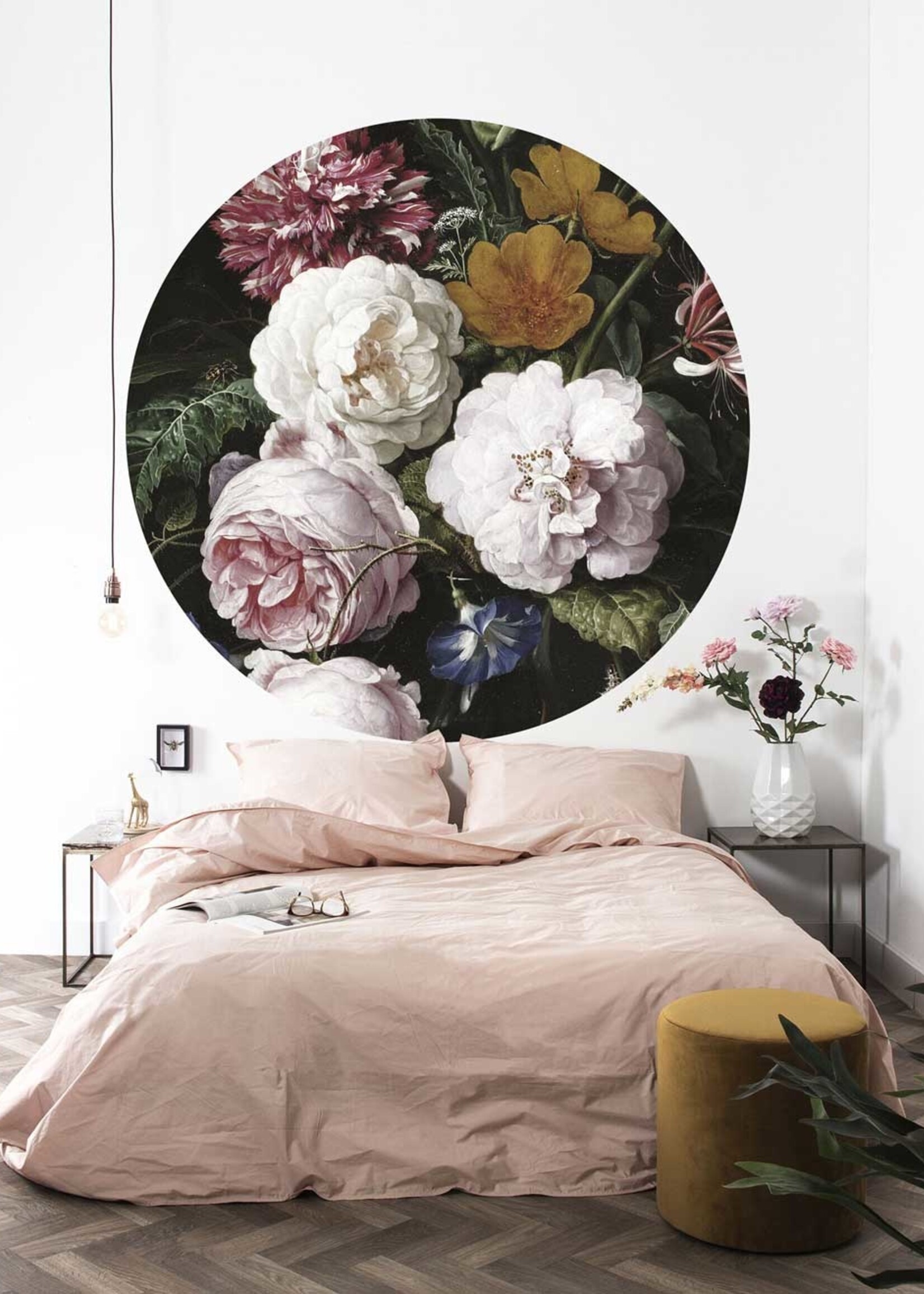 Wallpaper Circle Golden Age Flowers