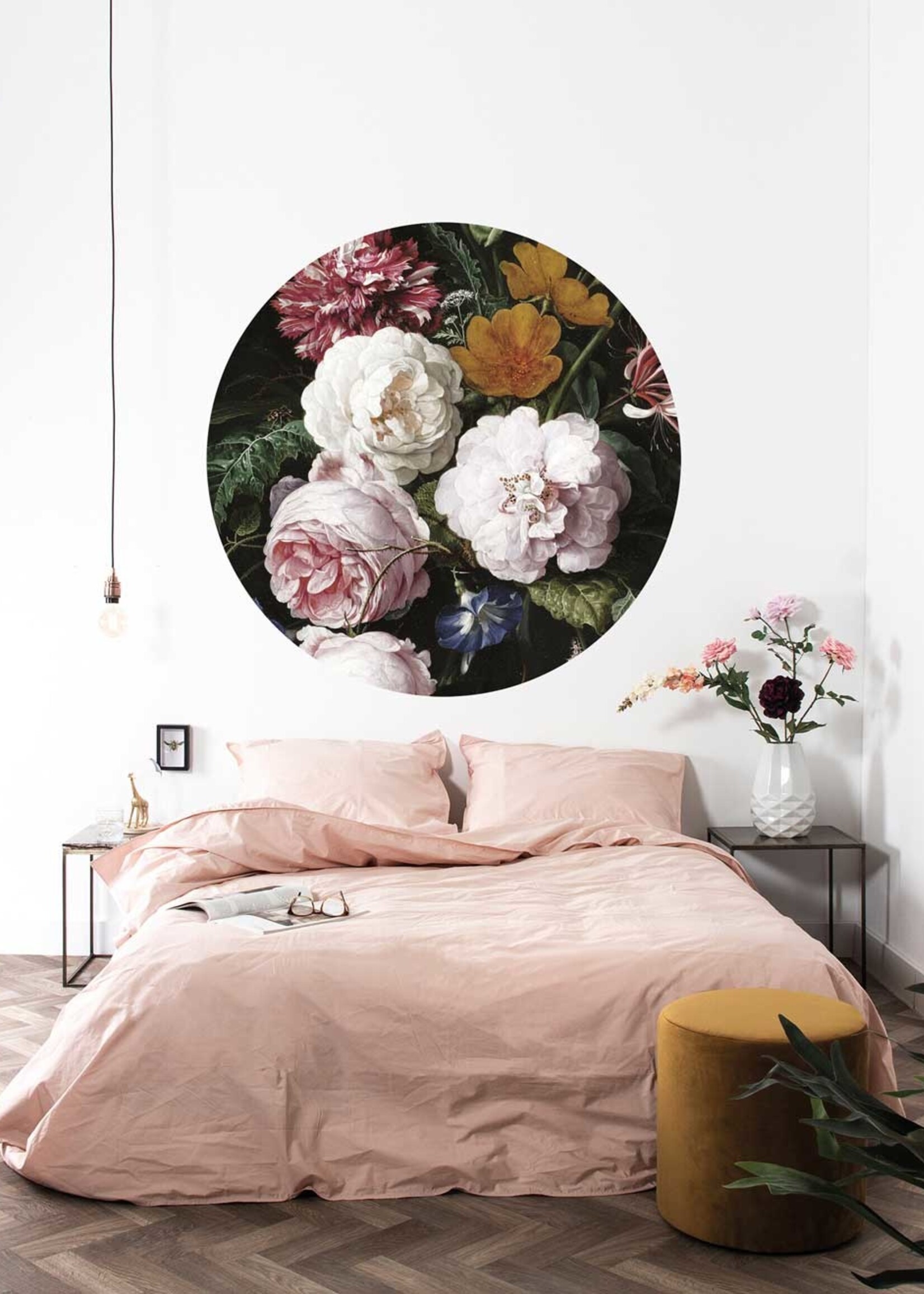 Tapetenpaneel rund Golden Age Flowers