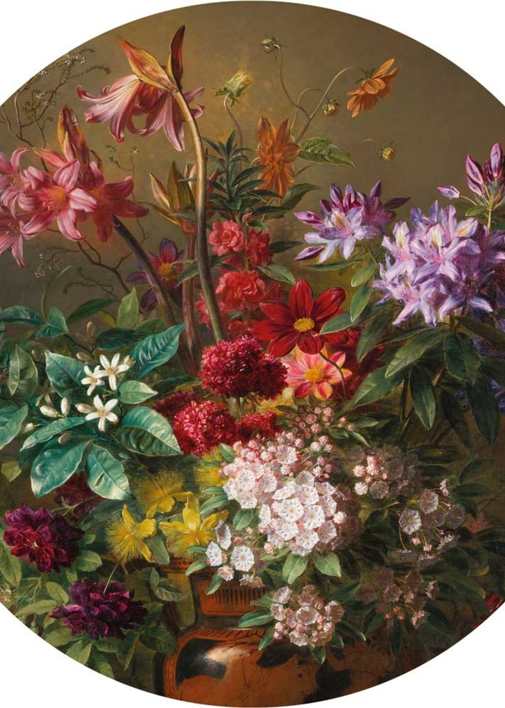 Wallpaper Circle Golden Age Flowers