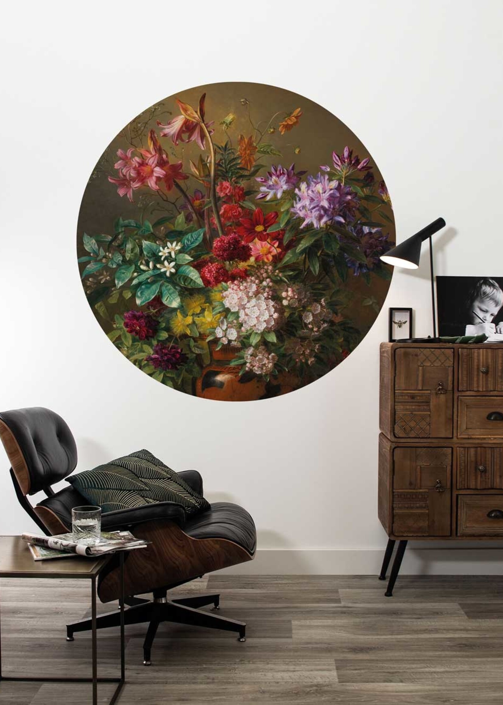 Wallpaper Circle Golden Age Flowers