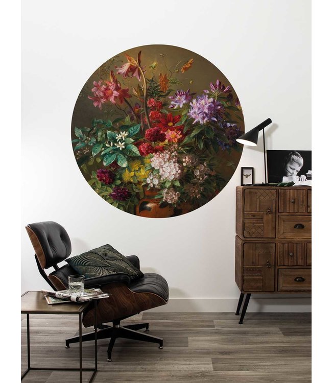 Wallpaper Circle Golden Age Flowers