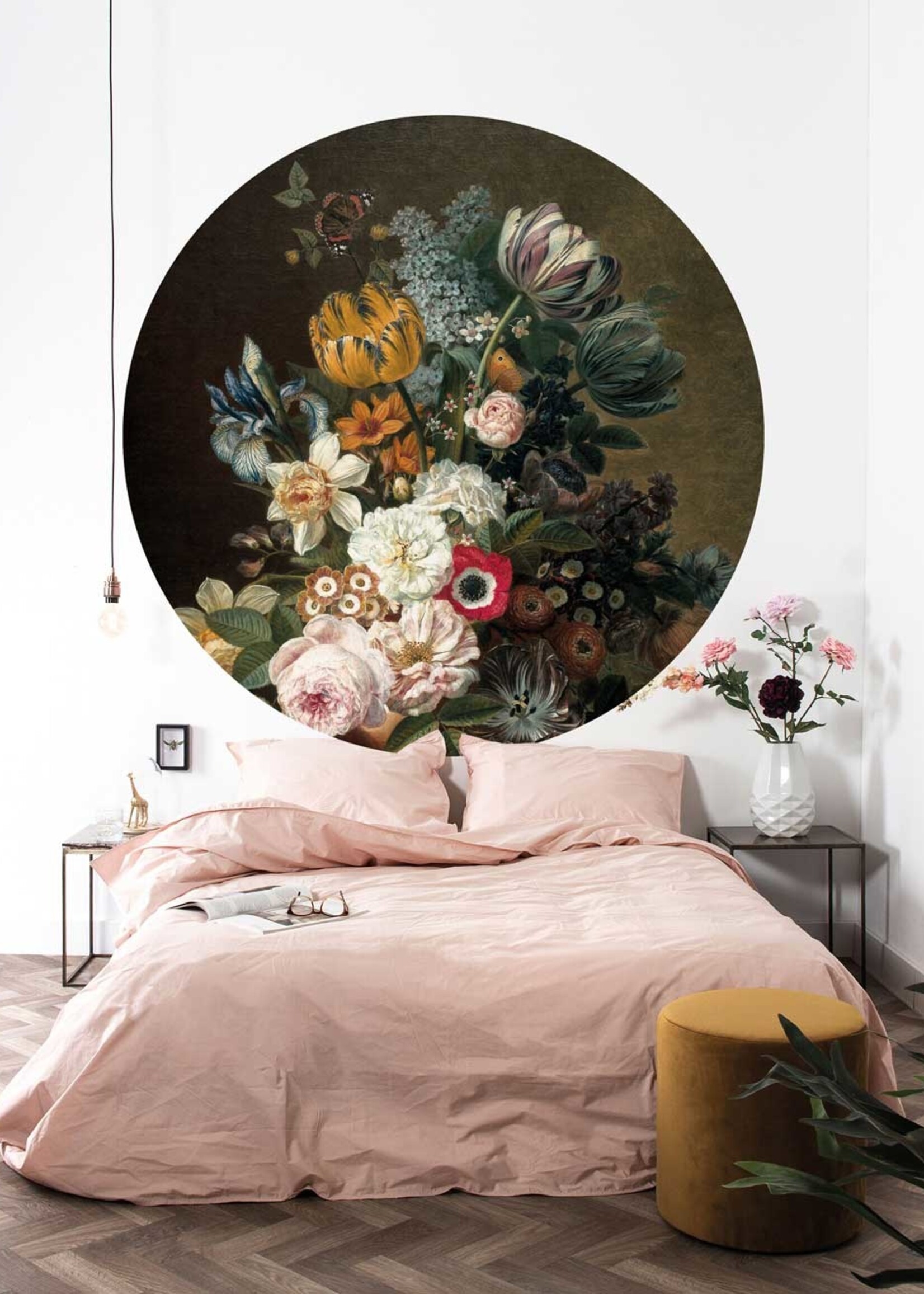 Tapetenpaneel rund Golden Age Flowers