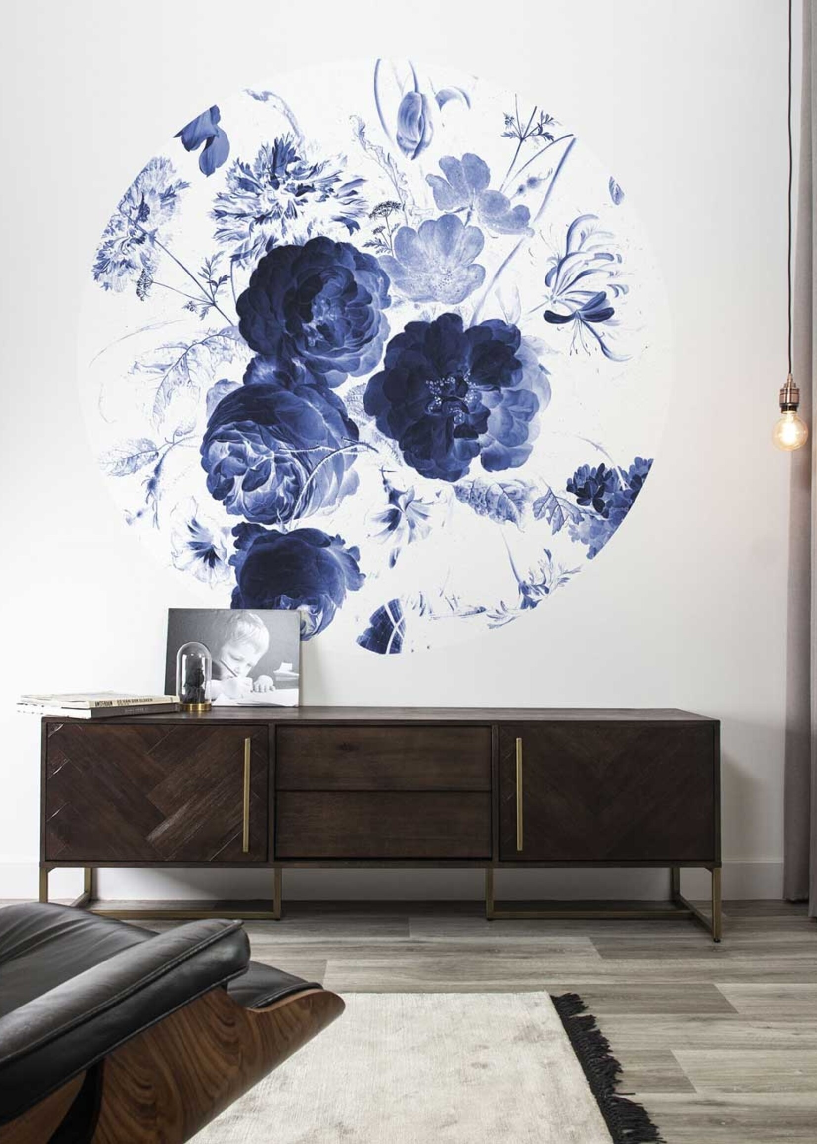 Behangcirkel Royal Blue Flowers