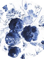 Wallpaper Circle Royal Blue Flowers