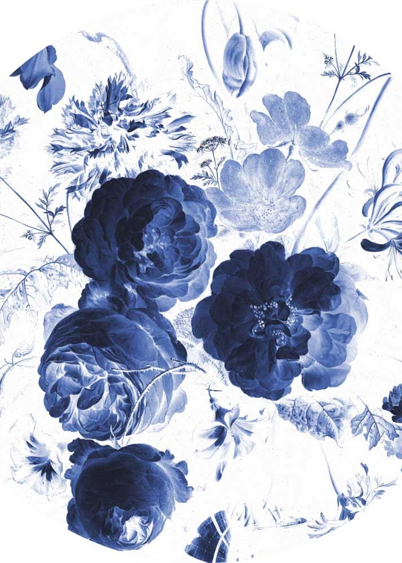 Behangcirkel Royal Blue Flowers