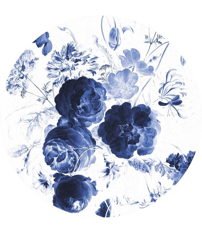Wallpaper Circle Royal Blue Flowers