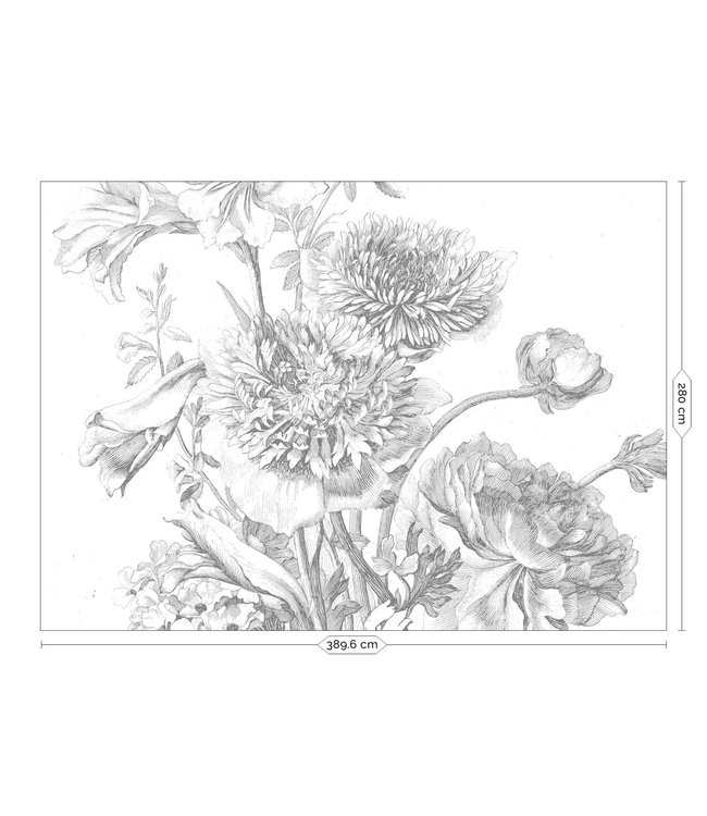 Bloemen behang Engraved Flowers