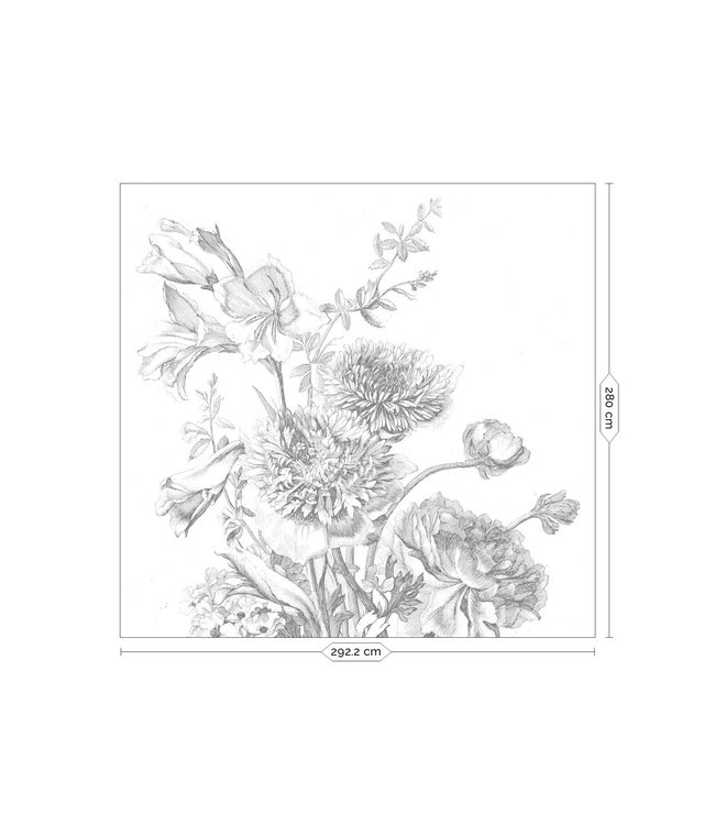 Bloemen behang Engraved Flowers