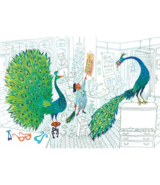 Fotobehang Green Peacocks