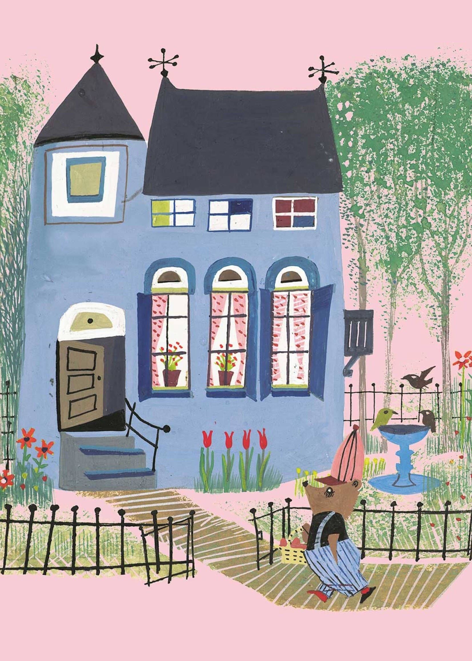 Fiep Westendorp Fotobehang Bear with Blue House