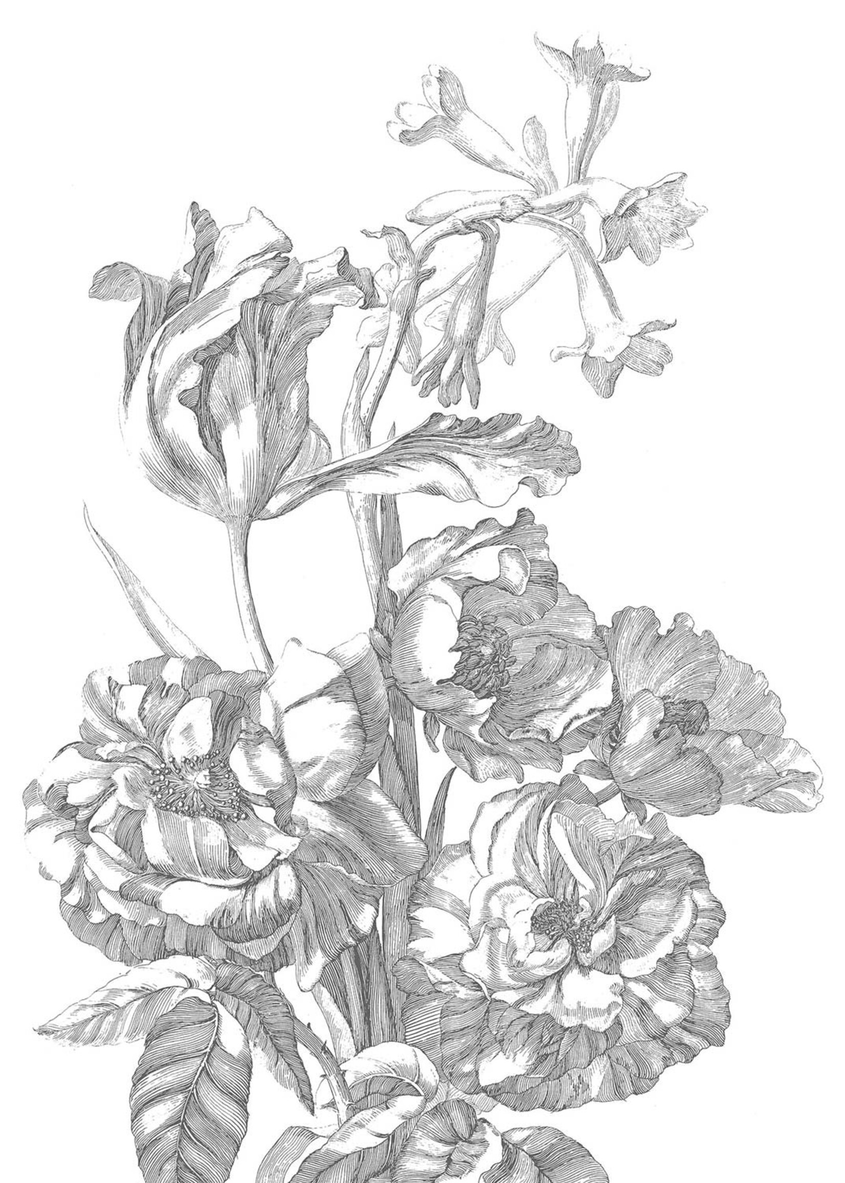 Bloemen behang Engraved Flowers
