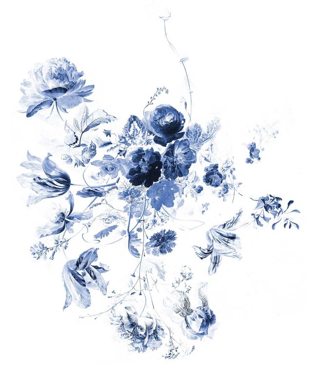 Bloemen behang Royal Blue Flowers, blauw