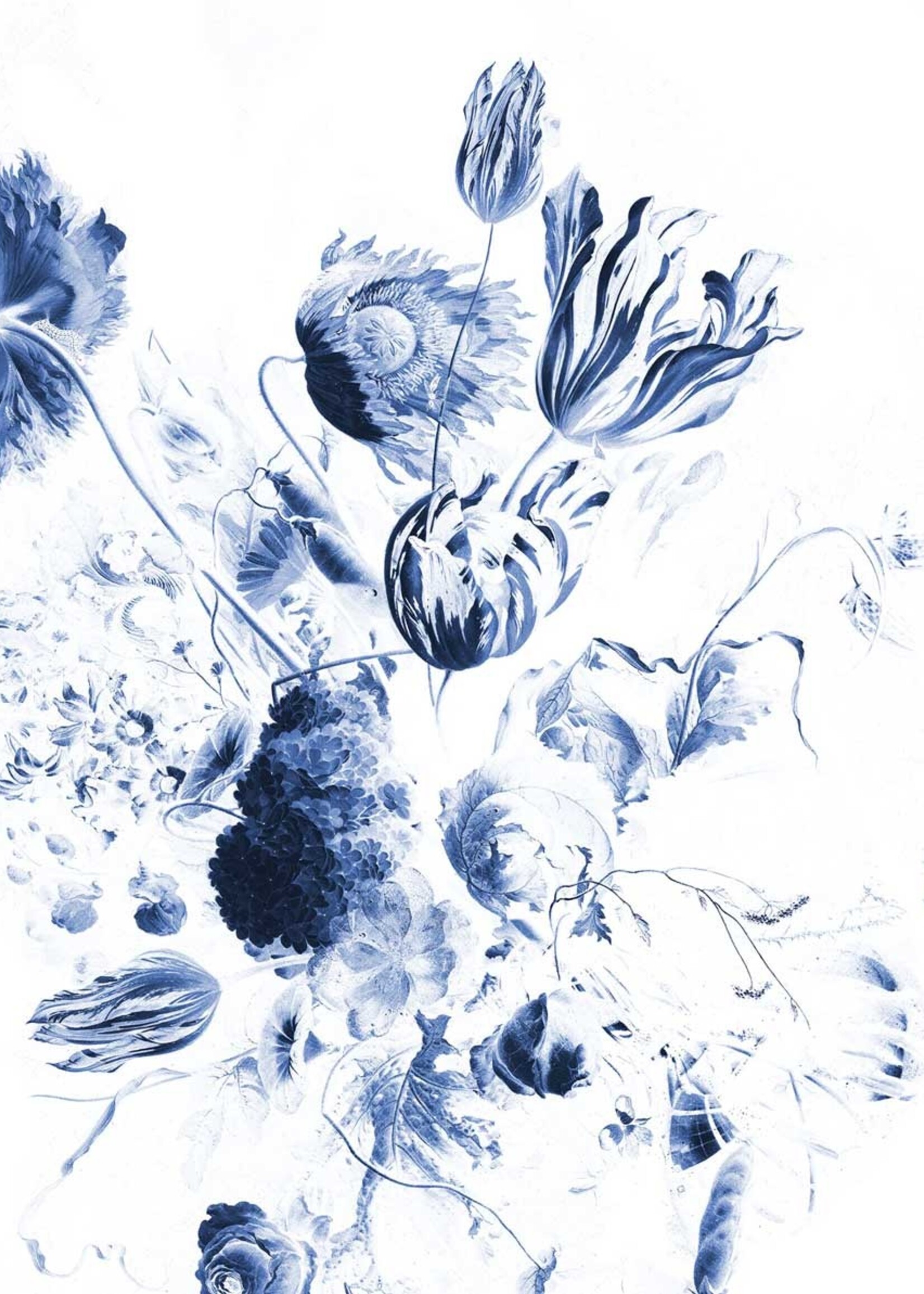 Wall Mural Royal Blue Flowers